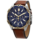  Shop Authentic Fossil Garrett Chronograph Blue Dial Brown Leather Strap Watch for Men - FS5625 - Luxxuri