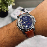  Shop Authentic Fossil Grant Twist Multifunction Blue Dial Brown Leather Strap Watch for Men - ME1161 - Luxxuri