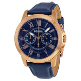  Shop Authentic Fossil Grant Chronograph Blue Dial Blue Leather Strap Watch for Men - FS4835 - Luxxuri