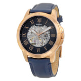  Shop Authentic Fossil Grant Mechanical Blue Dial Blue Leather Strap Watch for Men - ME3054 - Luxxuri