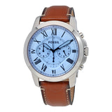  Shop Authentic Fossil Grant Chronograph Blue Dial Brown Leather Strap Watch for Men - FS5184 - Luxxuri