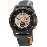  Shop Authentic Fossil Grant Sport Automatic Skeleton Black Dial Black Leather Strap Watch for Men - ME3138 - Luxxuri