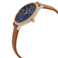 Fossil Jacqueline Three Hand Date Luggage Blue Dial Brown Leather Strap Watch for Women - ES4274