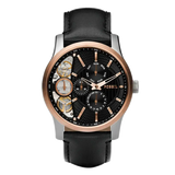  Shop Authentic Fossil Twist Multi-Function Chronograph Black Dial Black Leather Strap Watch for Men - ME1099 - Luxxuri