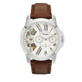 Fossil Grant Twist Multi-Function White Dial Brown Leather Strap Watch for Men - ME1144