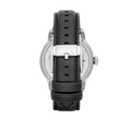 Fossil Townsman Automatic Skeleton Silver Dial Black Leather Strap Watch for Men - ME3041