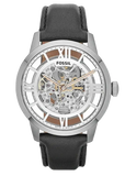  Shop Authentic Fossil Townsman Automatic Skeleton Silver Dial Black Leather Strap Watch for Men - ME3041 - Luxxuri