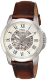  Shop Authentic Fossil Grant Automatic Beige Skeleton Dial Brown Leather Strap Watch for Men - ME3099 - Luxxuri
