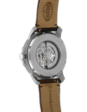  Shop Authentic Fossil Grant Automatic Beige Skeleton Dial Brown Leather Strap Watch for Men - ME3099 - Luxxuri