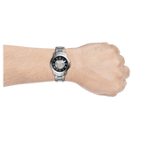  Shop Authentic Fossil Grant Automatic Skeleton Black Dial Silver Steel Strap Watch for Men - ME3103 - Luxxuri