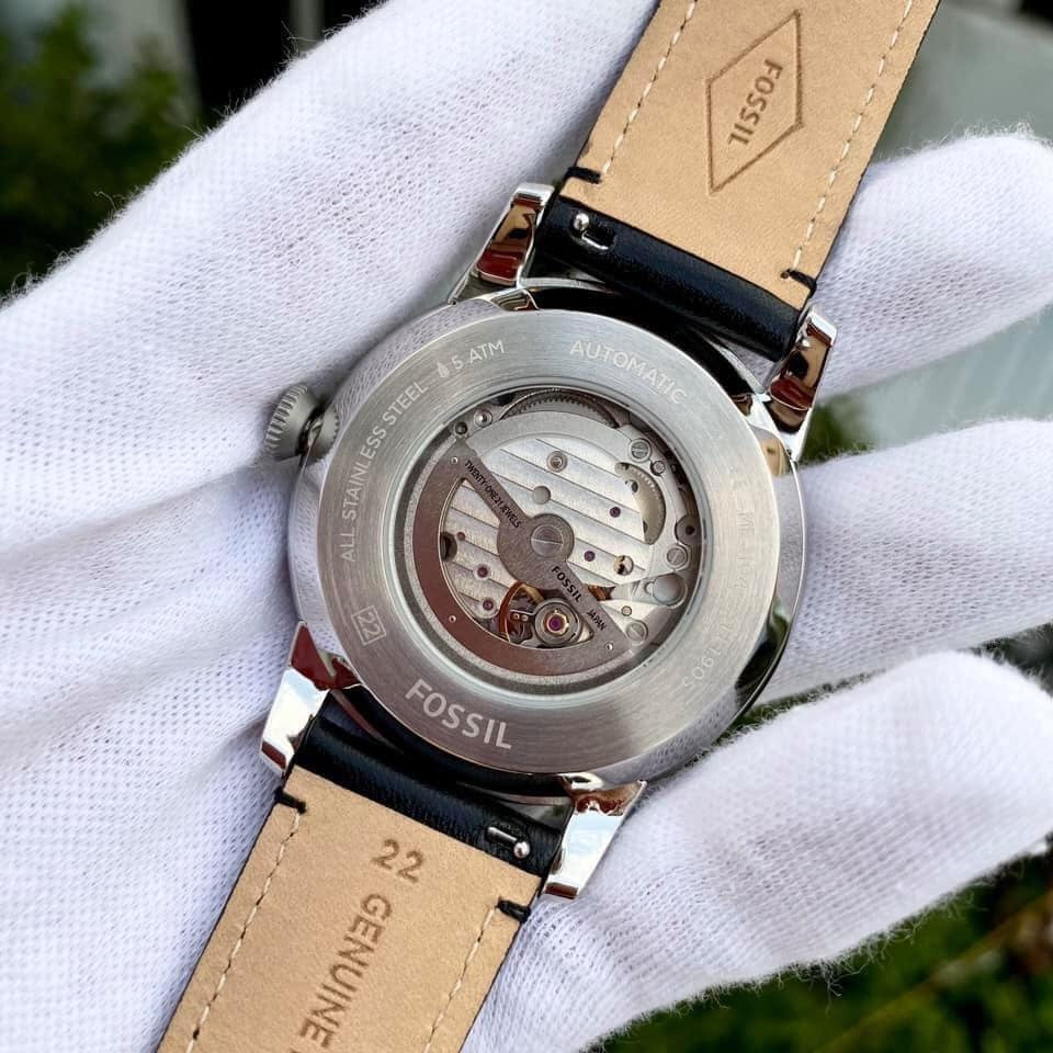  Shop Authentic Fossil Townsman Automatic White Dial Black Leather Strap Watch for Men - ME3104 - Luxxuri