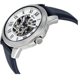  Shop Authentic Fossil Grant Automatic Skeleton Silver Dial Blue Leather Strap Watch for Men - ME3111 - Luxxuri