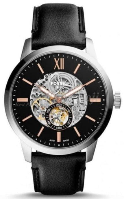  Shop Authentic Fossil Townsman Skeleton Black Dial Black Leather Strap Watch for Men - ME3153 - Luxxuri