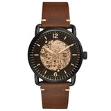  Shop Authentic Fossil Commuter Automatic Black Dial Brown Leather Strap Watch for Men - ME3158 - Luxxuri