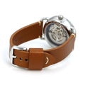 Fossil Commuter Automatic Skeleton Blue Dial Brown Leather Strap Watch for Men - ME3159