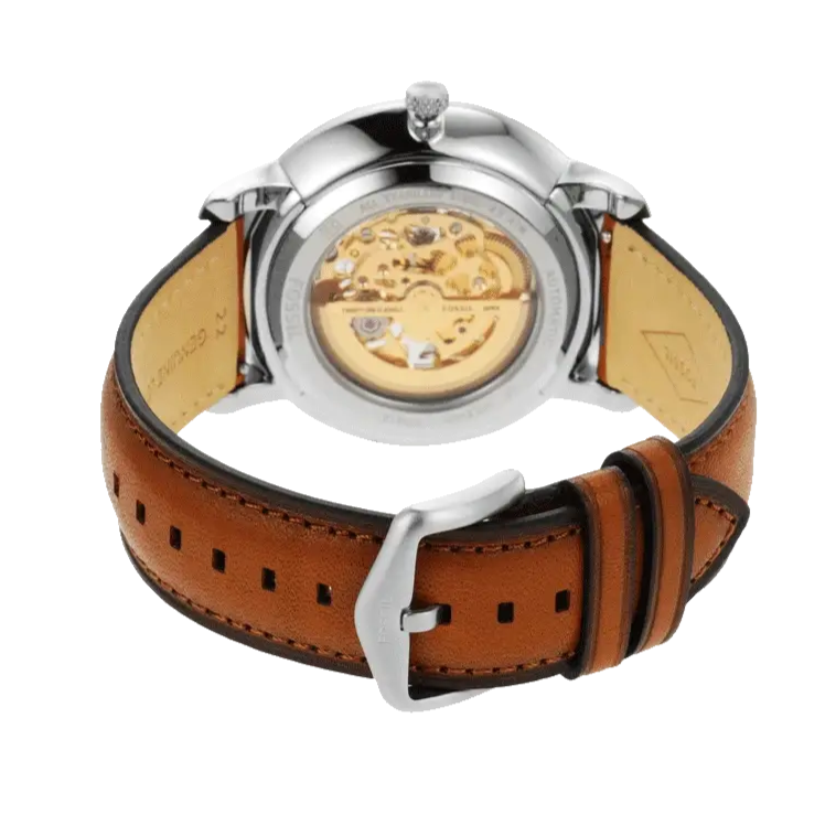  Shop Authentic Fossil Neutra Automatic Luggage Skeleton Blue Dial Brown Leather Strap Watch for Men - ME3160 - Luxxuri