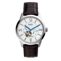 Fossil Townsman Automatic Chronograph White Dial Blue Leather Strap Watch for Men - ME3167