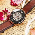 Shop Authentic Fossil Neutra Automatic Skeleton Black Dial Brown Leather Strap Watch for Men - ME3195 - Luxxuri