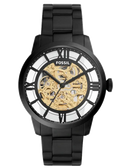 Fossil Townsman Automatic Skeleton Black Dial Black Steel Strap Watch for Men - ME3197