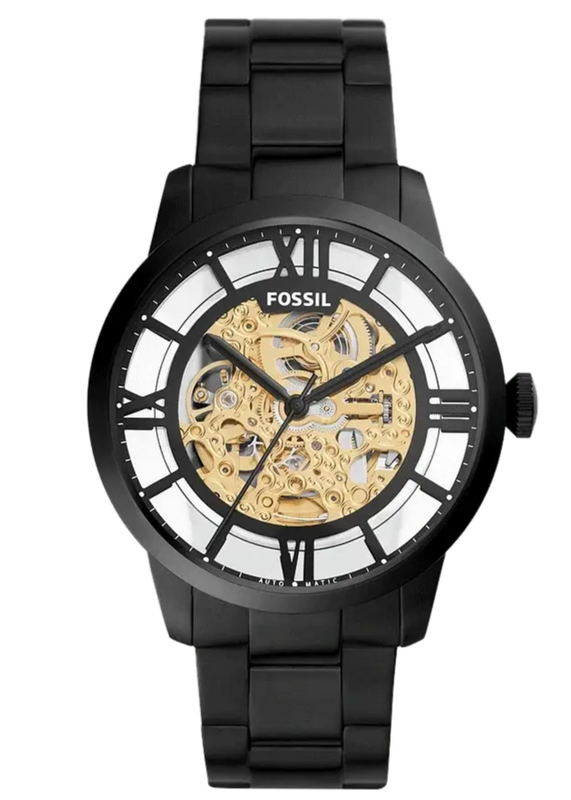  Shop Authentic Fossil Townsman Automatic Skeleton Black Dial Black Steel Strap Watch for Men - ME3197 - Luxxuri