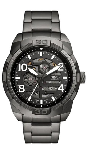  Shop Authentic Fossil Bronson Automatic Skeleton Black Dial Grey Steel Strap Watch for Men - ME3255 - Luxxuri