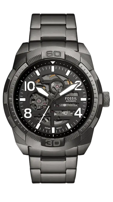  Shop Authentic Fossil Bronson Automatic Skeleton Black Dial Grey Steel Strap Watch for Men - ME3255 - Luxxuri