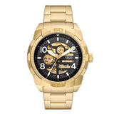  Shop Authentic Fossil Bronson Automatic Skeleton Black Dial Gold Steel Strap Watch for Men - ME3257 - Luxxuri