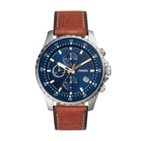  Shop Authentic Fossil Dillinger Luggage Chronograph Blue Dial Brown Leather Strap Watch for Men - FS5675 - Luxxuri
