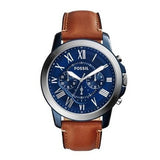  Shop Authentic Fossil Grant Chronograph Blue Dial Brown Leather Strap Watch for Men - FS5151 - Luxxuri