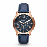 Shop Authentic Fossil Grant Chronograph Blue Dial Blue Leather Strap Watch for Men - FS4835 - Luxxuri