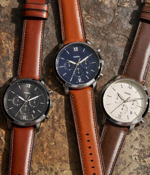  Shop Authentic Fossil Neutra Chronograph Blue Dial Brown Leather Strap Watch for Men - FS5453 - Luxxuri