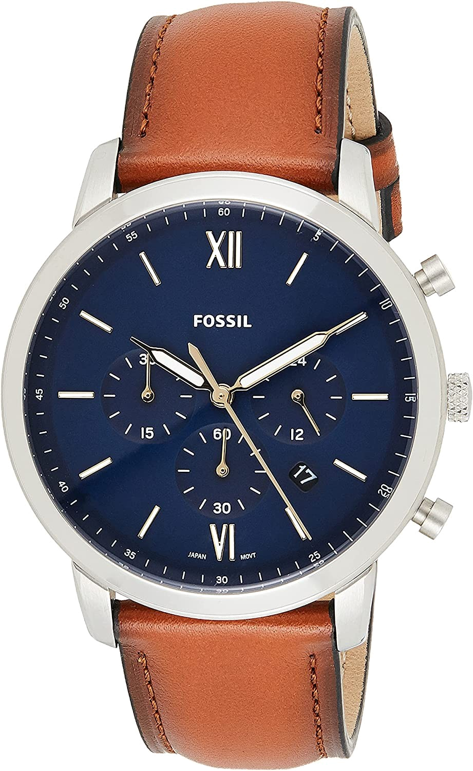  Shop Authentic Fossil Neutra Chronograph Blue Dial Brown Leather Strap Watch for Men - FS5453 - Luxxuri