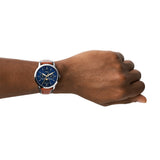  Shop Authentic Fossil Grant Sport Chronograph Blue Dial Brown Leather Strap Watch for Men - FS5268 - Luxxuri