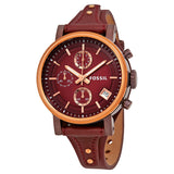  Shop Authentic Fossil Original Boyfriend Sport Chronograph Maroon Dial Maroon Leather Strap Watch for Women - ES4114 - Luxxuri