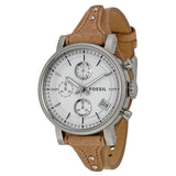  Shop Authentic Fossil Boyfriend Chronograph White Dial Brown Leather Strap Watch for Women - ES3625 - Luxxuri