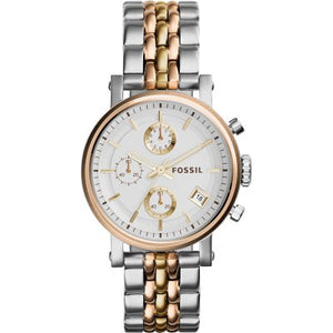  Shop Authentic Fossil Boyfriend Chronograph White Dial Two Tone Steel Strap Watch for Women - ES3840 - Luxxuri
