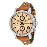  Shop Authentic Fossil Original Boyfriend Sport Chronograph Beige Dial Brown Leather Strap Watch for Women - ES4046 - Luxxuri
