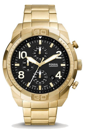  Shop Authentic Fossil Bronson Chronograph Black Dial Gold Steel Strap Watch for Men - FS5877 - Luxxuri