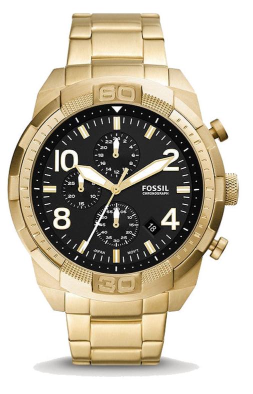  Shop Authentic Fossil Bronson Chronograph Black Dial Gold Steel Strap Watch for Men - FS5877 - Luxxuri