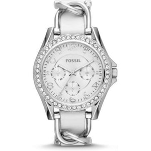  Shop Authentic Fossil Riley White Dial White Leather Strap Watch for Women - ES3463 - Luxxuri