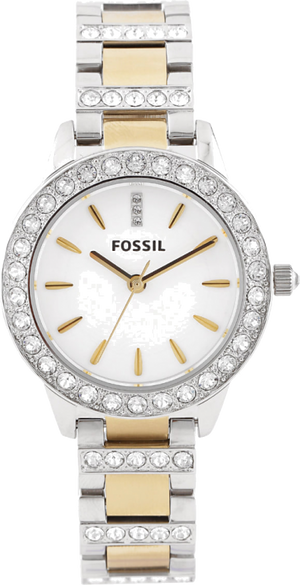 Shop Authentic Fossil Jesse Crystals White Dial Two Tone Steel Strap Watch for Women - ES2409 - Luxxuri