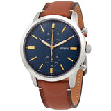  Shop Authentic Fossil Townsman Chronograph Blue Dial Brown Leather Strap Watch for Men - FS5279 - Luxxuri