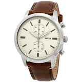  Shop Authentic Fossil Townsman Chronograph White Dial Brown Leather Strap Watch for Men - FS5350 - Luxxuri