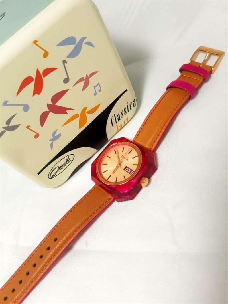 Fossil Candy White Dial Brown Leather Strap Watch for Women - ES3537