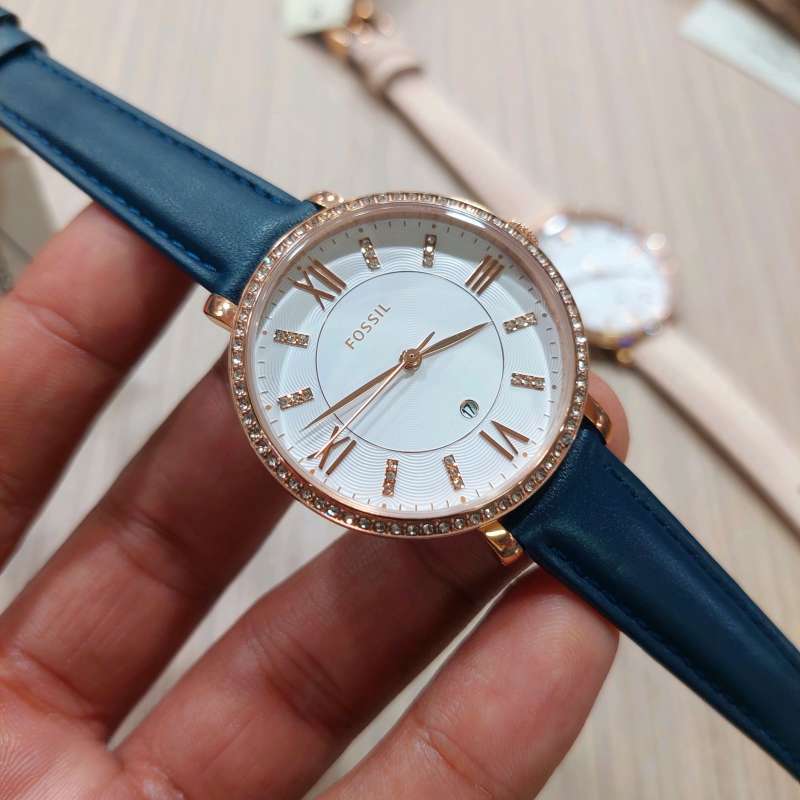  Shop Authentic Fossil Jacqueline White Dial Blue Leather Strap Watch for Women - ES4291 - Luxxuri