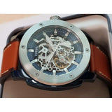  Shop Authentic Fossil Modern Machine Automatic Skeleton Silver Dial Brown Leather Strap Watch for Men - ME3135 - Luxxuri