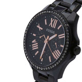  Shop Authentic Fossil Cecile Multi Function Crystals Black Dial Black Steel Strap Watch for Women - AM4522 - Luxxuri