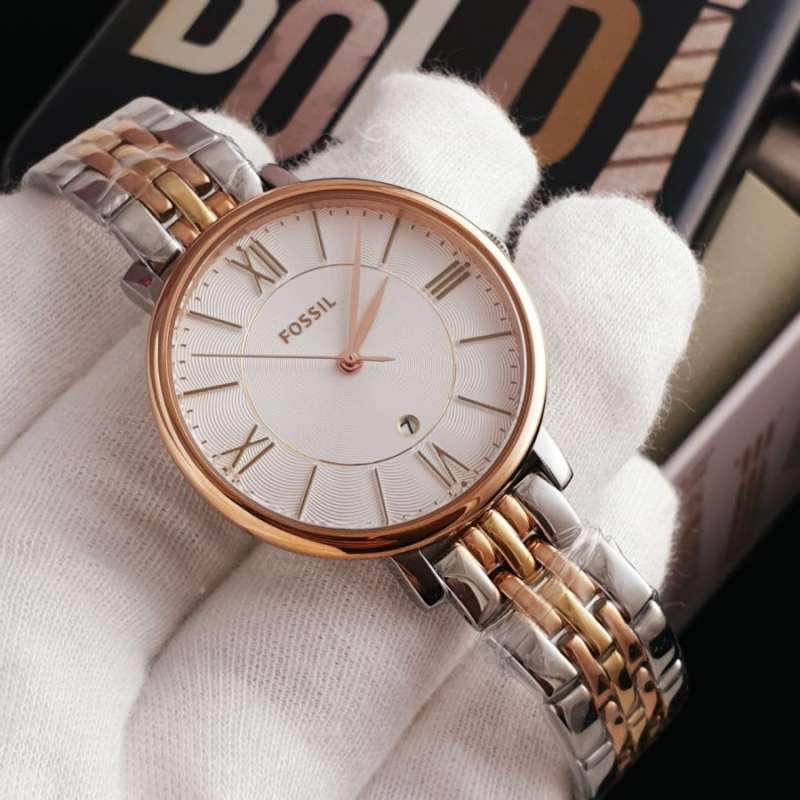  Shop Authentic Fossil Jacqueline White Dial Two Tone Steel Strap Watch for Women - ES3844 - Luxxuri