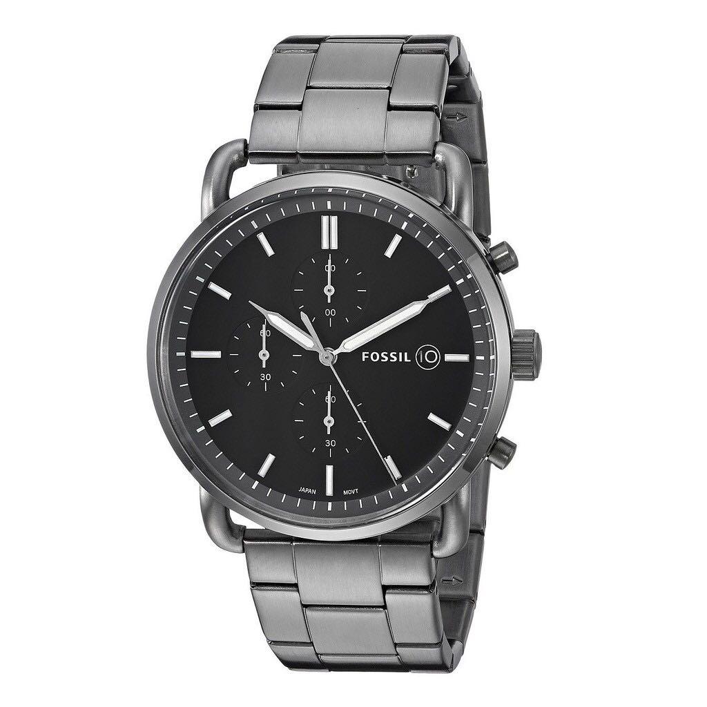  Shop Authentic Fossil The Commuter Black Dial Grey Steel Strap Watch for Men - FS5400 - Luxxuri
