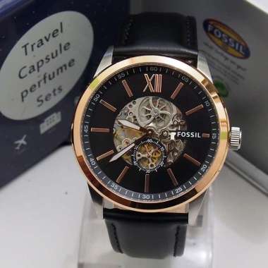  Shop Authentic Fossil Flynn Mechanical Black Dial Black Leather Strap Watch for Men - BQ2216 - Luxxuri